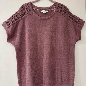 Coldwater Creek Mauve Sweater with Lace Detail